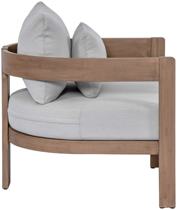 Meridian Furniture Newport Acacia Wood Outdoor Accent Chair with Durable Weather Resistant Cushion for Patio Use Grey 396Grey-C