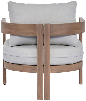 Meridian Furniture Newport Acacia Wood Outdoor Accent Chair with Durable Weather Resistant Cushion for Patio Use Grey 396Grey-C