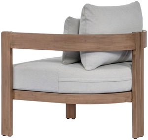 Meridian Furniture Newport Acacia Wood Outdoor Accent Chair with Durable Weather Resistant Cushion for Patio Use Grey 396Grey-C