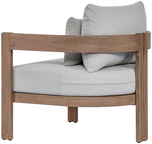 Meridian Furniture Newport Acacia Wood Outdoor Accent Chair with Durable Weather Resistant Cushion for Patio Use Grey 396Grey-C