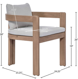 Meridian Furniture Newport Acacia Wood Outdoor Dining Chair with Weather Resistant Upholstered Cushion Patio Seating Grey 396Grey-DC