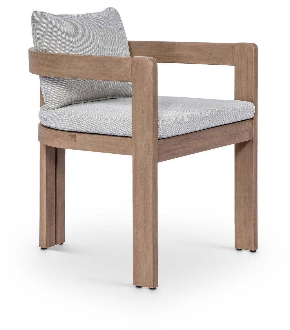 Meridian Furniture Newport Acacia Wood Outdoor Dining Chair with Weather Resistant Upholstered Cushion Patio Seating Grey 396Grey-DC