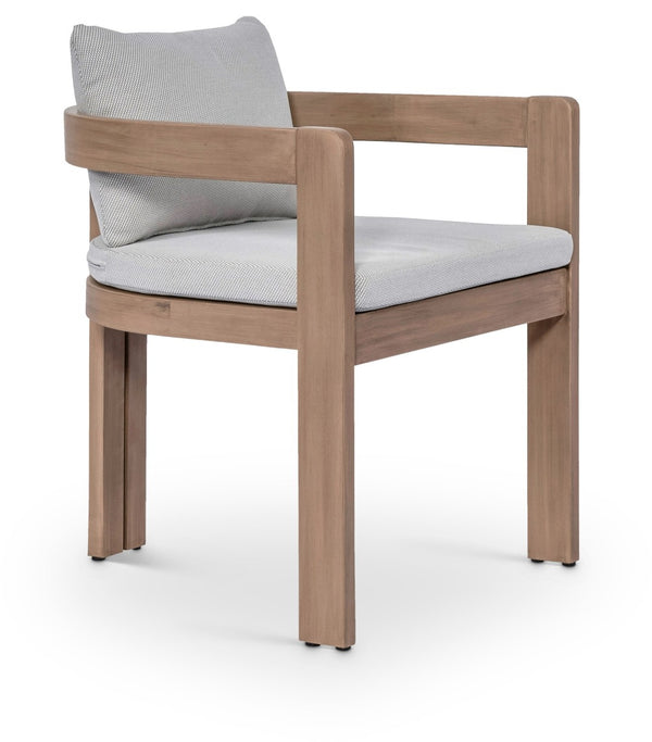 Meridian Furniture Newport Acacia Wood Outdoor Dining Chair with Weather Resistant Upholstered Cushion Patio Seating Grey 396Grey-DC