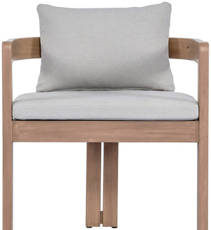 Meridian Furniture Newport Acacia Wood Outdoor Dining Chair with Weather Resistant Upholstered Cushion Patio Seating Grey 396Grey-DC