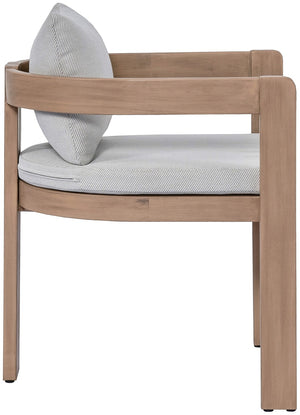Meridian Furniture Newport Acacia Wood Outdoor Dining Chair with Weather Resistant Upholstered Cushion Patio Seating Grey 396Grey-DC
