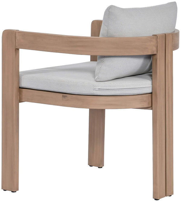 Meridian Furniture Newport Acacia Wood Outdoor Dining Chair with Weather Resistant Upholstered Cushion Patio Seating Grey 396Grey-DC