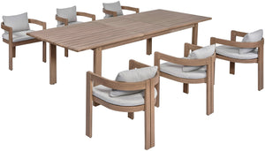 Meridian Furniture Newport Acacia Wood Outdoor Dining Chair with Weather Resistant Upholstered Cushion Patio Seating Grey 396Grey-DC