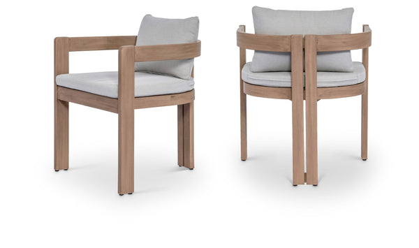 Meridian Furniture Newport Acacia Wood Outdoor Dining Chair with Weather Resistant Upholstered Cushion Patio Seating Grey 396Grey-DC
