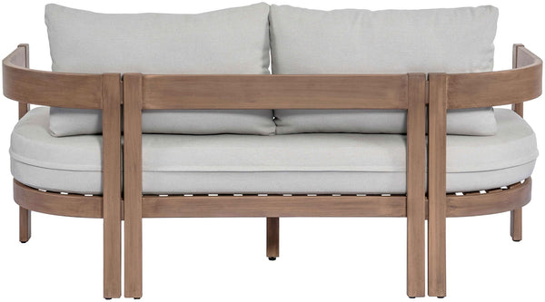 Meridian Furniture Newport Outdoor Loveseat Solid Acacia Wood Frame with Weather Resistant Fabric Cushion Seating Grey 396Grey-L