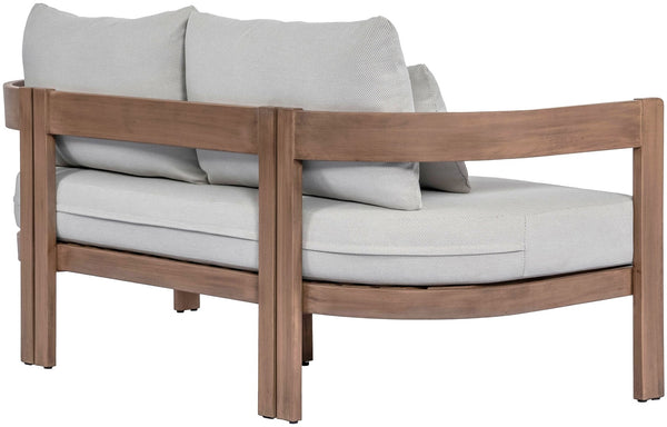 Meridian Furniture Newport Outdoor Loveseat Solid Acacia Wood Frame with Weather Resistant Fabric Cushion Seating Grey 396Grey-L