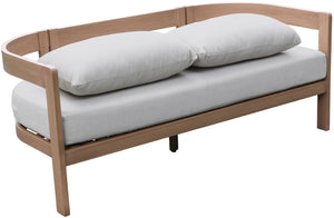 Meridian Furniture Newport Outdoor Loveseat Solid Acacia Wood Frame with Weather Resistant Fabric Cushion Seating Grey 396Grey-L
