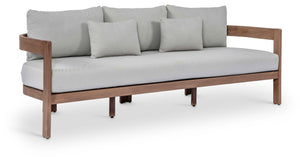 Meridian Furniture Newport Acacia Wood Outdoor Patio Sofa with Weather Resistant Cushions for Resort Living Grey 396Grey-S