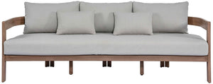 Meridian Furniture Newport Acacia Wood Outdoor Patio Sofa with Weather Resistant Cushions for Resort Living Grey 396Grey-S