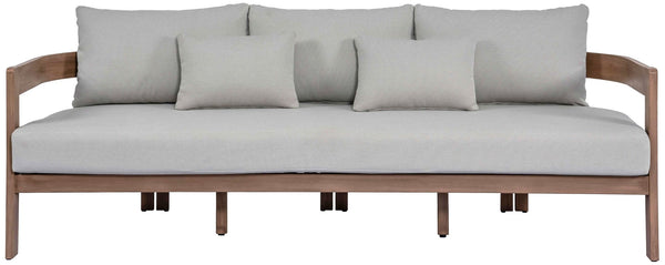 Meridian Furniture Newport Acacia Wood Outdoor Patio Sofa with Weather Resistant Cushions for Resort Living Grey 396Grey-S