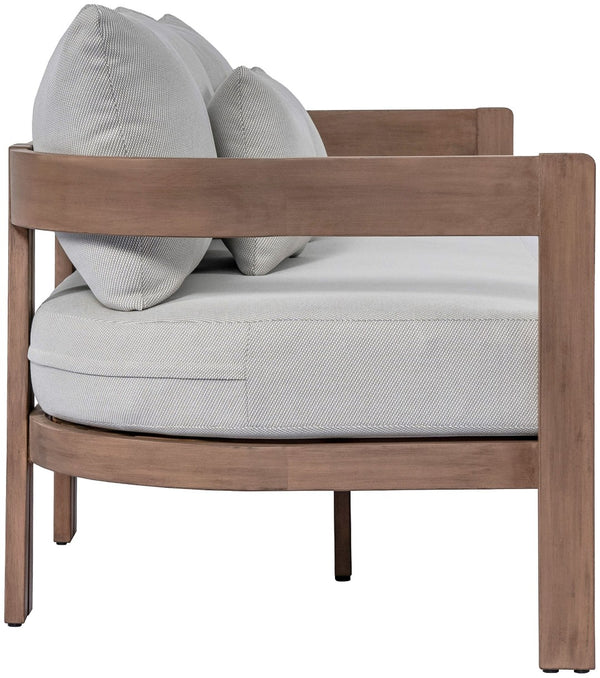 Meridian Furniture Newport Acacia Wood Outdoor Patio Sofa with Weather Resistant Cushions for Resort Living Grey 396Grey-S