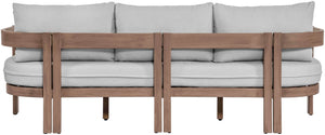 Meridian Furniture Newport Acacia Wood Outdoor Patio Sofa with Weather Resistant Cushions for Resort Living Grey 396Grey-S