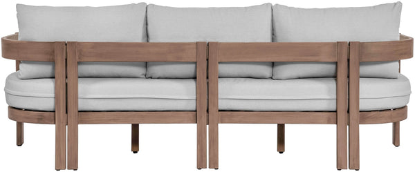 Meridian Furniture Newport Acacia Wood Outdoor Patio Sofa with Weather Resistant Cushions for Resort Living Grey 396Grey-S