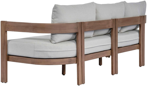 Meridian Furniture Newport Acacia Wood Outdoor Patio Sofa with Weather Resistant Cushions for Resort Living Grey 396Grey-S
