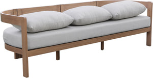 Meridian Furniture Newport Acacia Wood Outdoor Patio Sofa with Weather Resistant Cushions for Resort Living Grey 396Grey-S