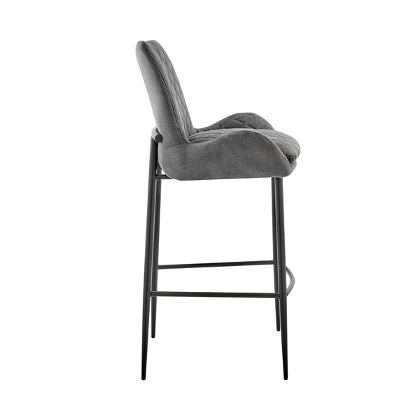 English Elm Garren Charcoal 30" Bar Height Stool with Durable Fabric Upholstery, Modern Black Metal Frame B2736P268553