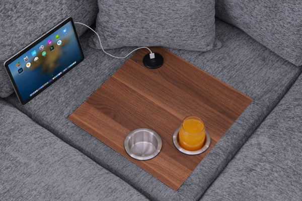 English Elm Celine Chenille Corner Sectional with Chaise Cupholders and Built-in Usb Charging Ports B061S00900