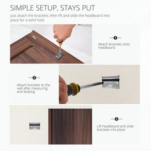 English Elm Modern Farmhouse Wood Headboard King Size 80.2" Wide Wall-Mount Fluted Wingback Walnut Brown Elegance W3520P327604