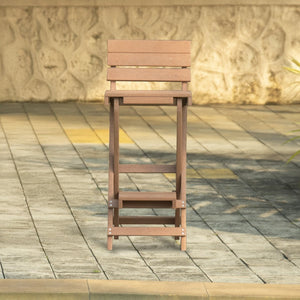 English Elm Harbor Point Recycled Hdpe Outdoor Folding Bar Stool Patio Deck All Season Seating Teak B2745P409657