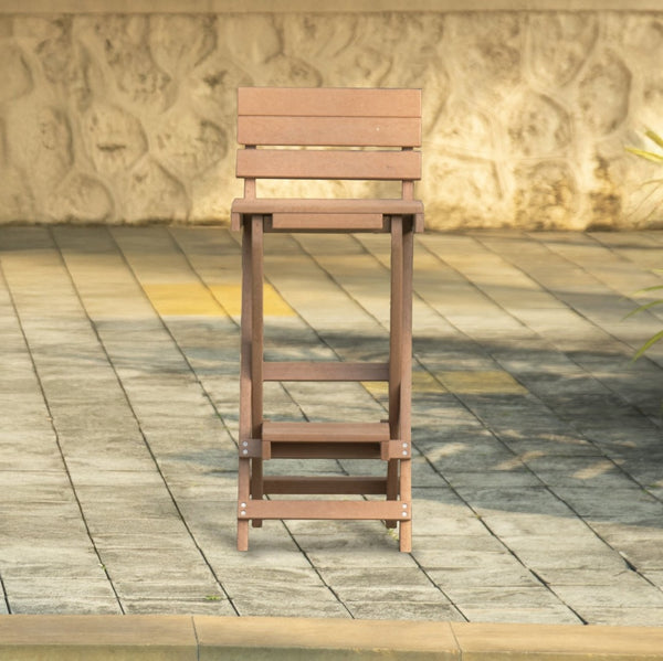 English Elm Harbor Point Recycled Hdpe Outdoor Folding Bar Stool Patio Deck All Season Seating Teak B2745P409657