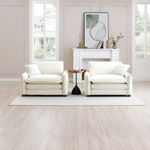 English Elm Beige Corduroy Deep-Seated Sofa Set – Luxurious Comfort & Stylish Versatility For Living Spaces W714S00677