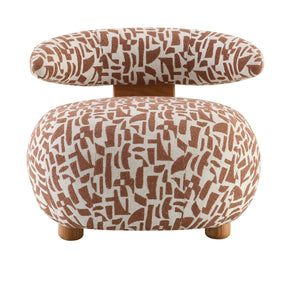 English Elm Lynn Brown Pattern Fabric Accent Chair with Wooden Frame, Tight Cushion, 220lb Capacity, 26" Seat B2726P406786