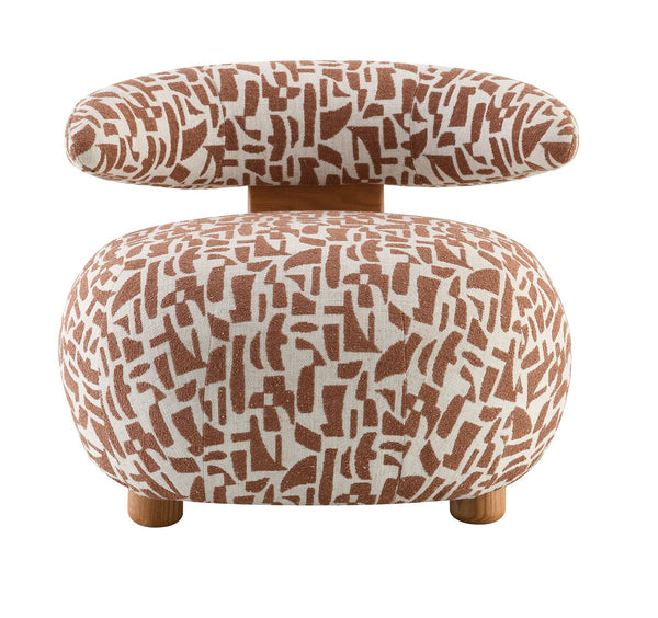 English Elm Lynn Brown Pattern Fabric Accent Chair with Wooden Frame, Tight Cushion, 220lb Capacity, 26" Seat B2726P406786