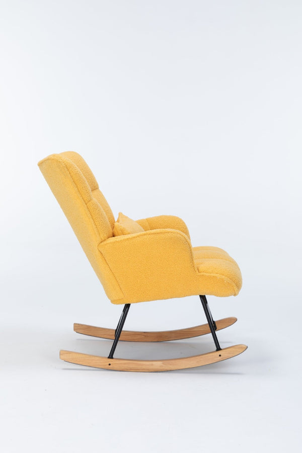 English Elm Rocking Glider Chair Teddy Upholstered High Back Nursery Accent Seat Modern Style B205P205671