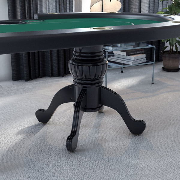 English Elm 96" Oval Poker Table Seats 10 with Waterproof Felt Padded Rail and Dealer Station Green W2748S00029