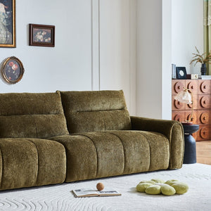 English Elm Premium Chenille High-back Sofa Solid Hardwood Frame Ergonomic Seat for Spacious Living Green W1765S00139
