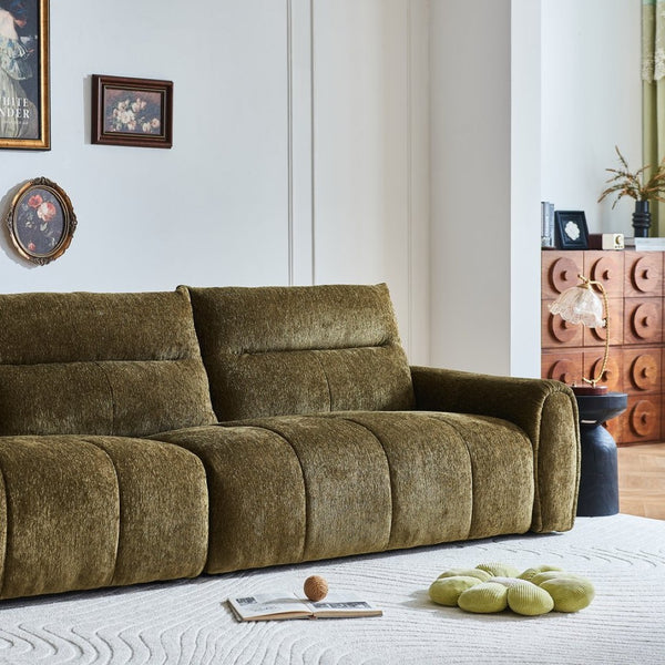 English Elm Premium Chenille High-back Sofa Solid Hardwood Frame Ergonomic Seat for Spacious Living Green W1765S00139