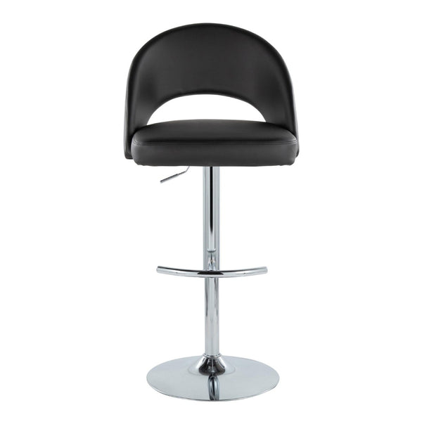 English Elm Adjustable Swivel Barstools Set of 2 Fabric Seat Black Metal Base Kitchen Counter Black B202S02011
