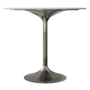 English Elm Osborne Round Marble Dining Table Genuine White Stone Top Iron Base Seats Four B136P439029