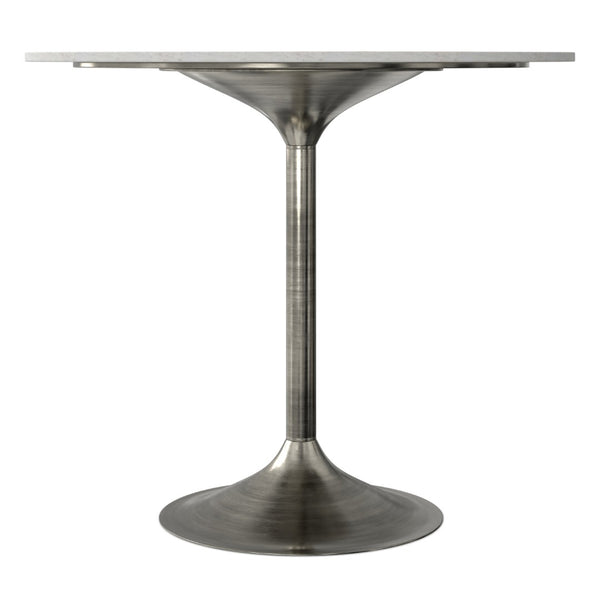 English Elm Osborne Round Marble Dining Table Genuine White Stone Top Iron Base Seats Four B136P439029