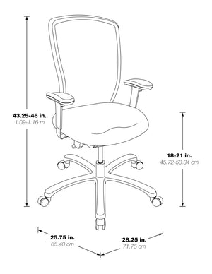 OSP Home Furnishings Progrid Ergonomic Mesh Office Chair with Lumbar Support and Adjustable Padded Armrests 97720-A
