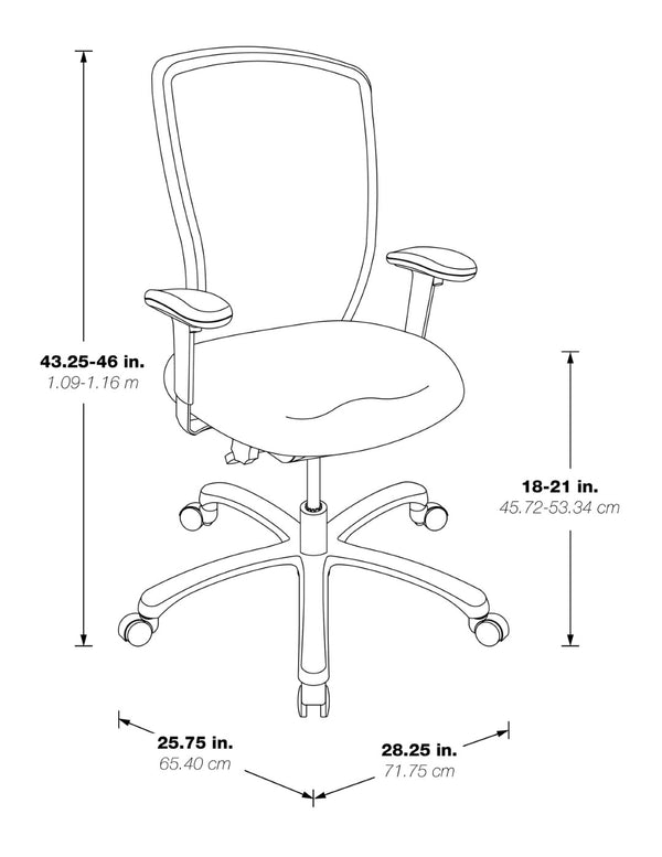 OSP Home Furnishings Progrid Ergonomic Mesh Office Chair with Lumbar Support and Adjustable Padded Armrests 97720-A