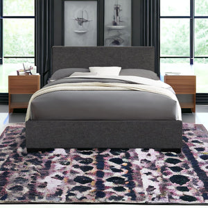 Homeroots Gray Wood Upholstered King Bed Frame Gray Solid Wood 397000