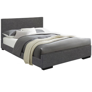 Homeroots Gray Wood Upholstered King Bed Frame Gray Solid Wood 397000