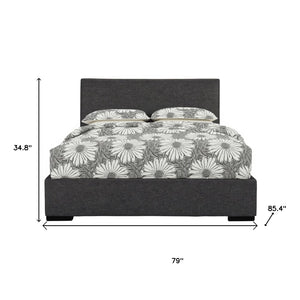 HomeRoots Brown Upholstered Platform Bed Frame - Modern Low-Profile Design for Cozy Bedrooms & Guest Rooms Gray KING 397000