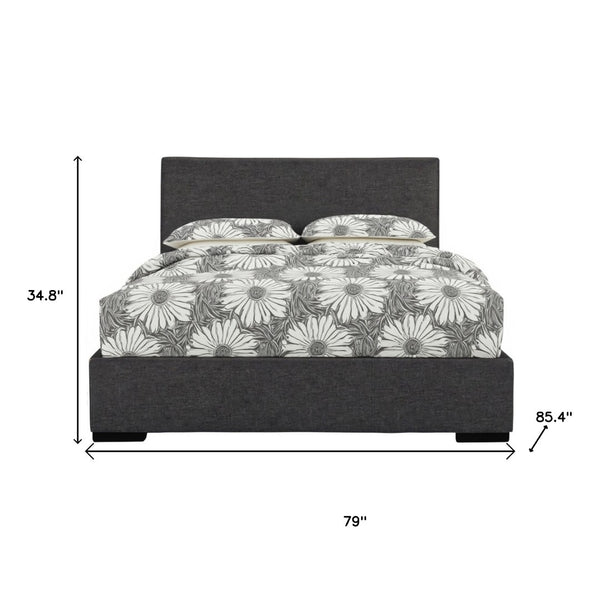 HomeRoots Brown Upholstered Platform Bed Frame - Modern Low-Profile Design for Cozy Bedrooms & Guest Rooms Gray KING 397000