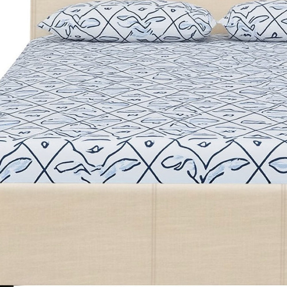 HomeRoots Brown Upholstered Platform Bed Frame - Modern Low-Profile Design for Cozy Bedrooms & Guest Rooms Beige Twin 397001