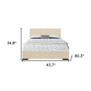 Homeroots Beige Wood And Faux Leather Twin Bed Frame Beige Wood 397001