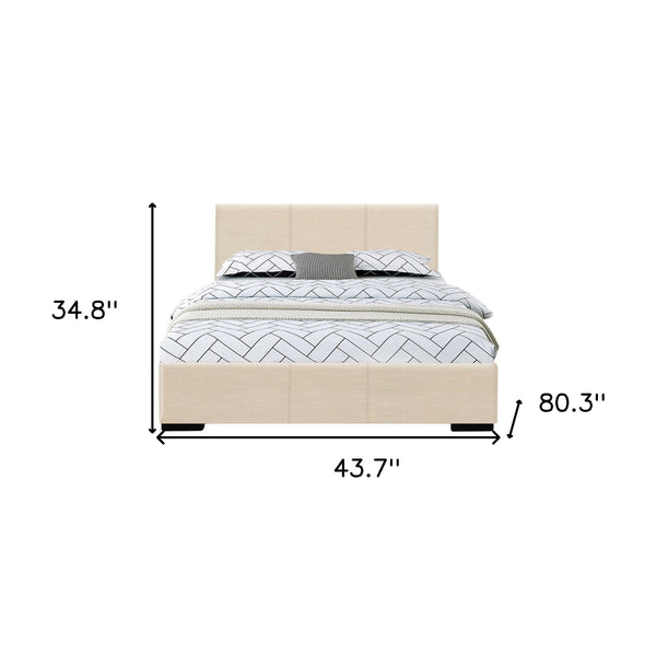 Homeroots Beige Wood And Faux Leather Twin Bed Frame Beige Wood 397001