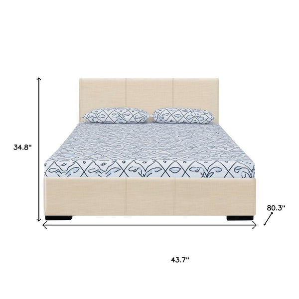 HomeRoots Brown Upholstered Platform Bed Frame - Modern Low-Profile Design for Cozy Bedrooms & Guest Rooms Beige Twin 397001