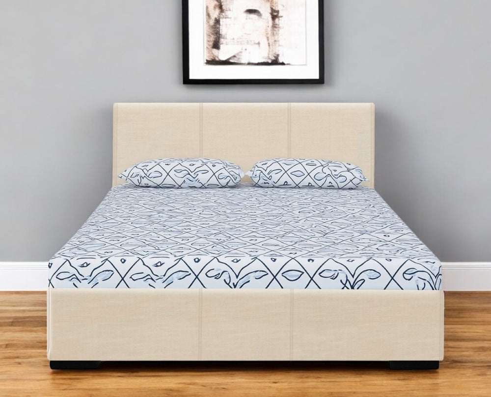 HomeRoots Brown Upholstered Platform Bed Frame - Modern Low-Profile Design for Cozy Bedrooms & Guest Rooms Beige Twin 397001