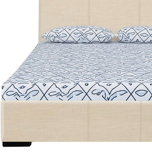 HomeRoots Brown Upholstered Platform Bed Frame - Modern Low-Profile Design for Cozy Bedrooms & Guest Rooms Beige DOUBLE 397002